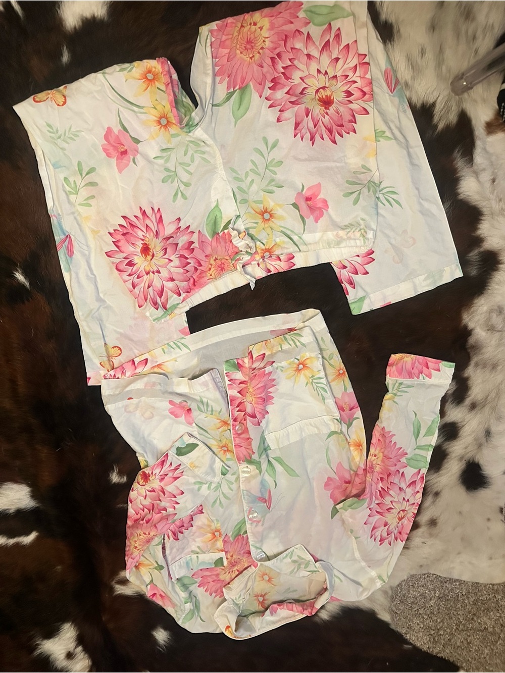 Floral Pink & White Pajama Set